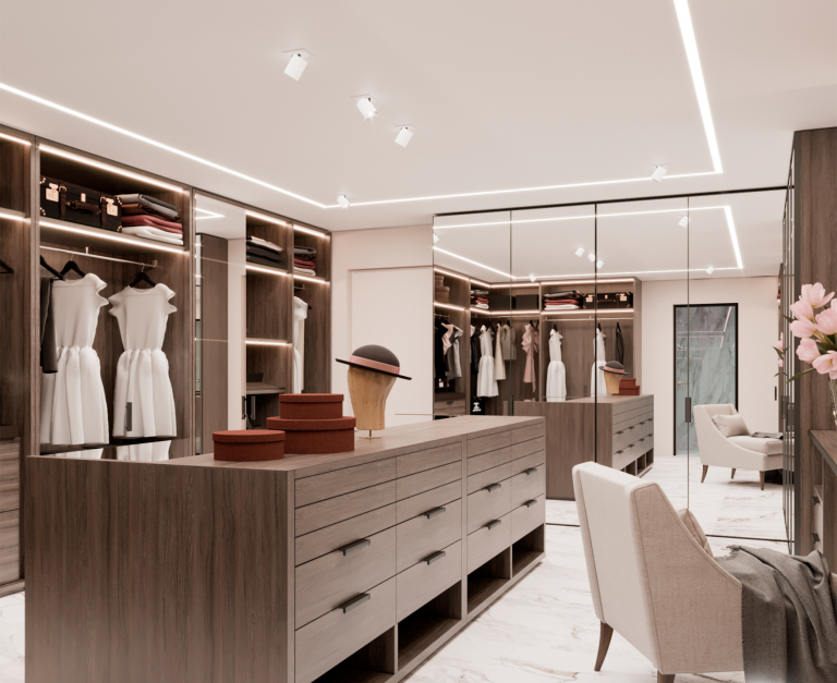 Chambre vestiaire Garde-robe Villa Maison Design d’intérieur Côte d’Azur 1